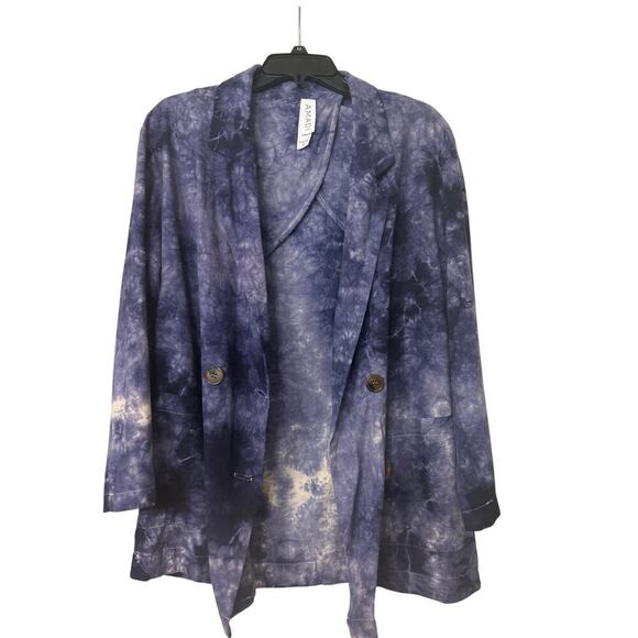 Amadi Anthropologie Hilde Double Breasted Linen Blend Tie Die Blazer Small - Picture 4 of 11